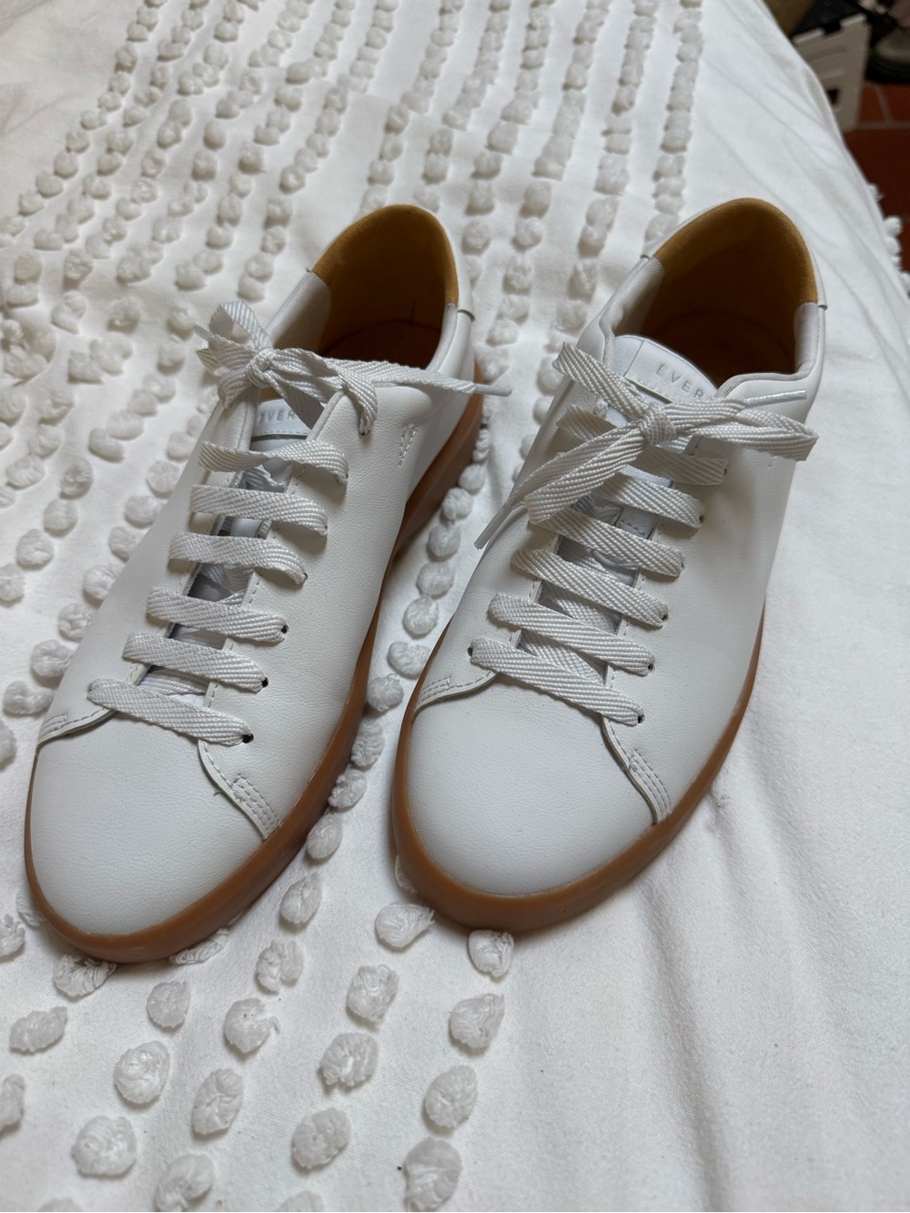 Everlane White Leather Sneakers with Gum Sole
